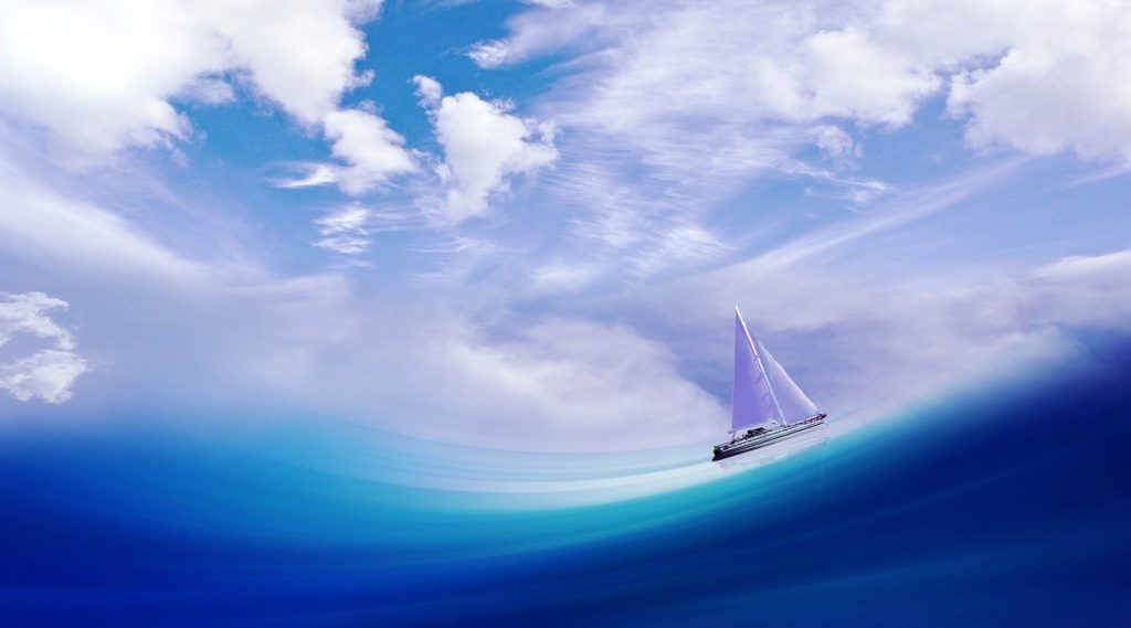 A sailboat sails into the unknown.