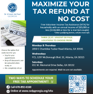 Volunteer Income Tax Assistance (VITA) flyer screenshot